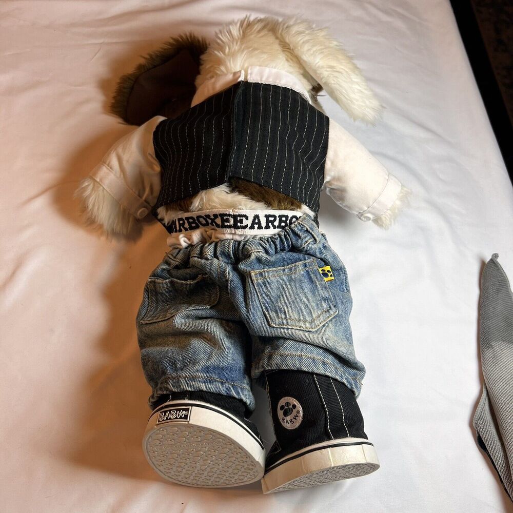 Build A Bear Workshop‎ BABW Brown White Puppy Dog Retired Jeans Sneakers Boxers - Picture 3 of 5